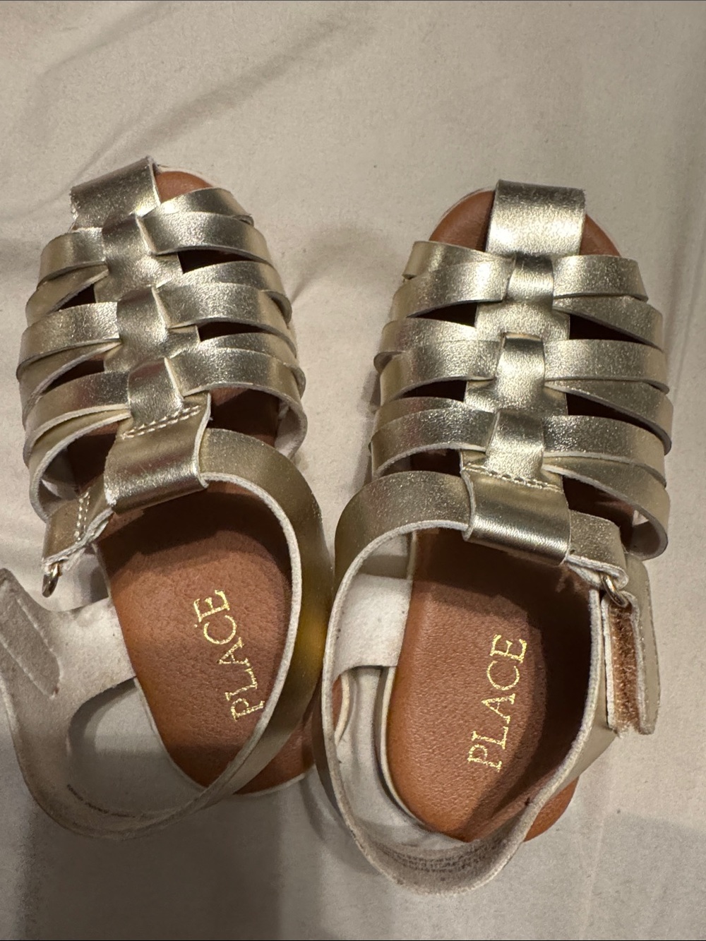 Children’s Place Girls' Metallic Gold Woven Fisherman Sandals